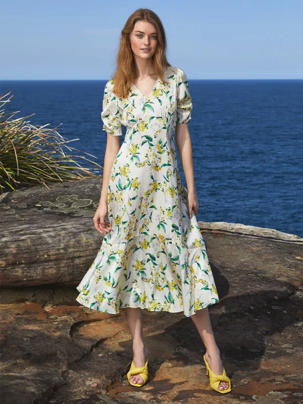 19 Momme Stretch Silk Floral Maxi Dress sold by Goelia
