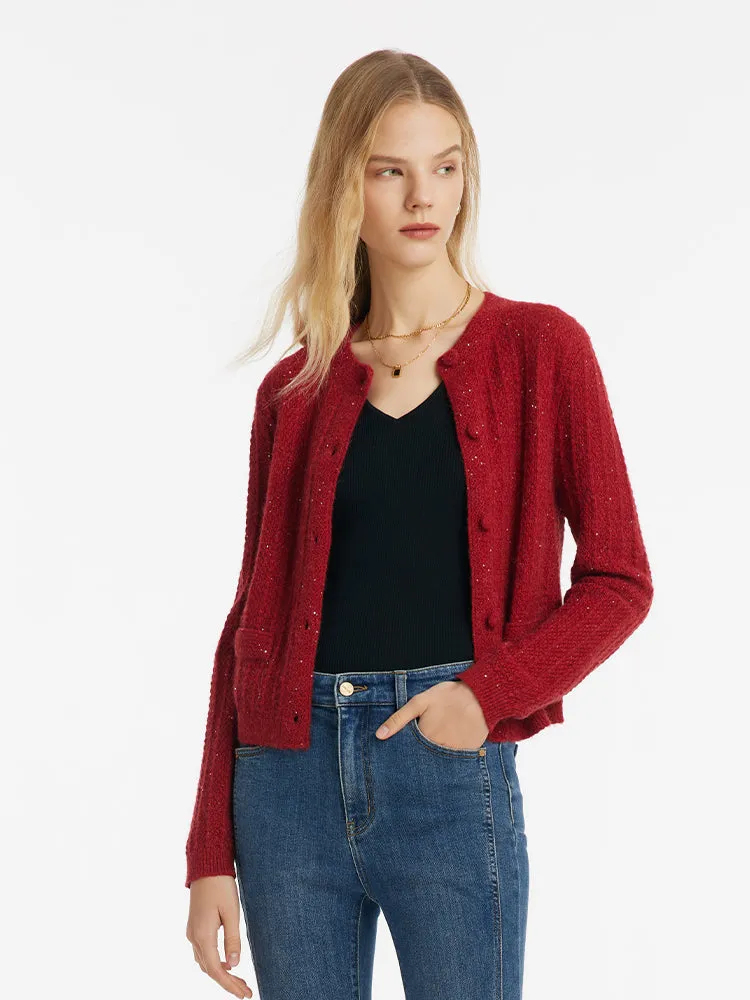 Wool Blend Single-Breasted Sequins Women Cardigan sold by Goelia product image thumbnail 4