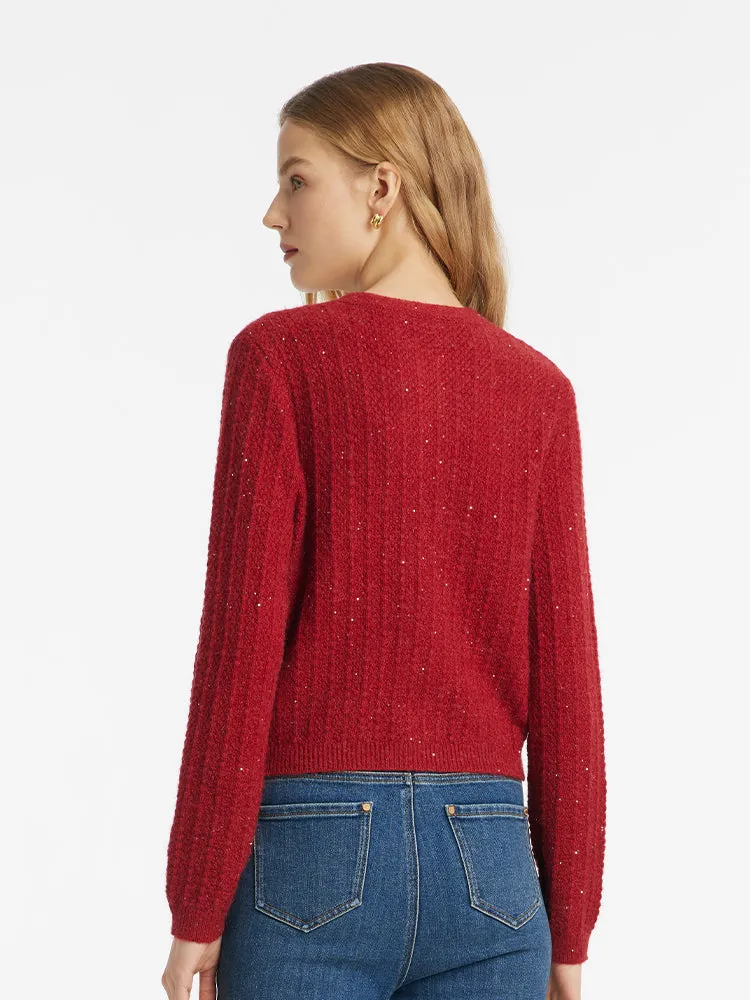 Wool Blend Single-Breasted Sequins Women Cardigan sold by Goelia product image thumbnail 3