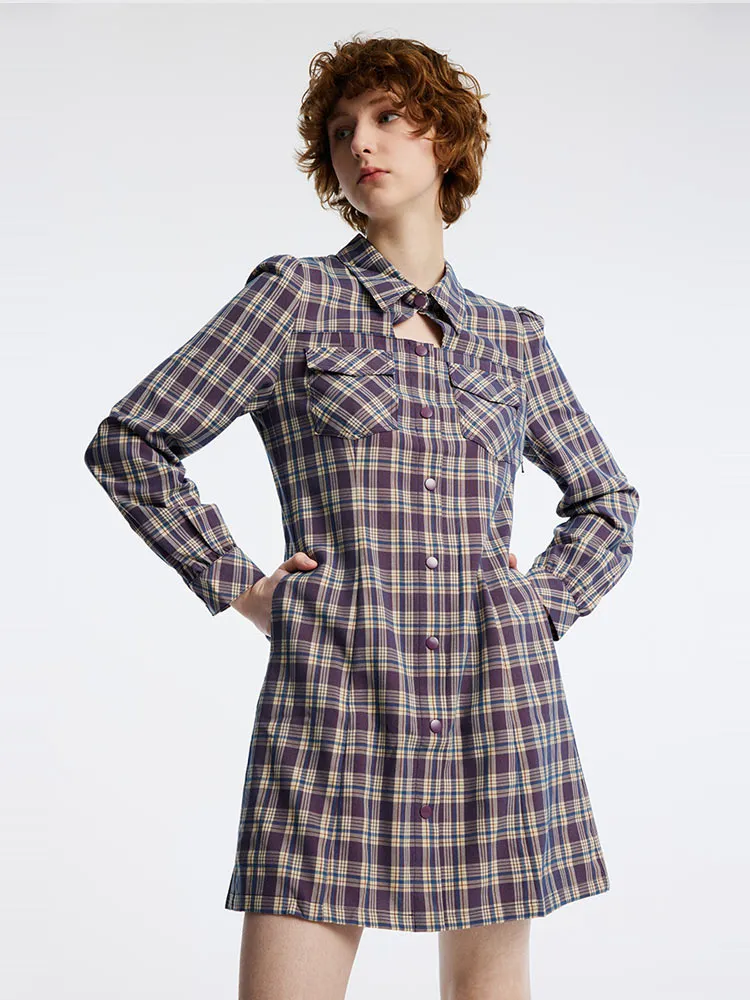 Gathered Waist Plaid Mini Dress sold by Goelia product image thumbnail 2