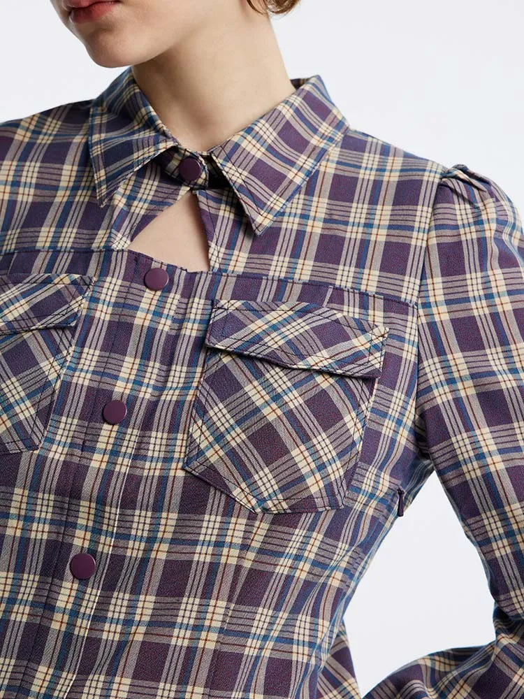 Gathered Waist Plaid Mini Dress sold by Goelia product image thumbnail 5