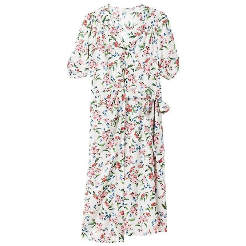 19 Momme Silk V-Neck Lace Up Midi Dress sold by Goelia product image thumbnail 5