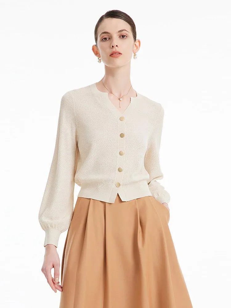 V-neck Sequins Tencel Mulberry Silk Knitted Cardigan sold by Goelia product image thumbnail 3