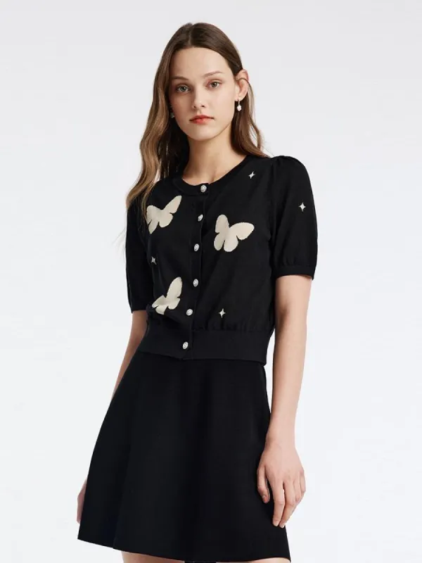 Single-Breasted Mulberry Silk Women Cardigan sold by Goelia