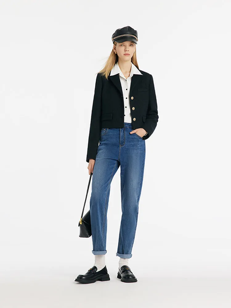 Vintage Single-Breasted V-Neck Women Crop Jacket sold by Goelia product image thumbnail 2