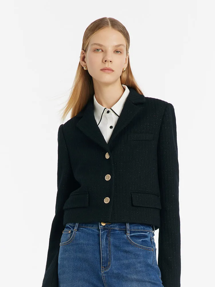 Vintage Single-Breasted V-Neck Women Crop Jacket sold by Goelia product image thumbnail 3