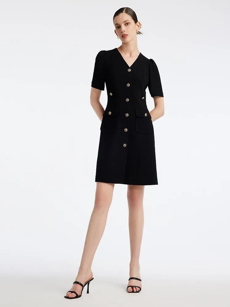 Black Triacetate Button Front Mini Dress sold by Goelia product image thumbnail 3