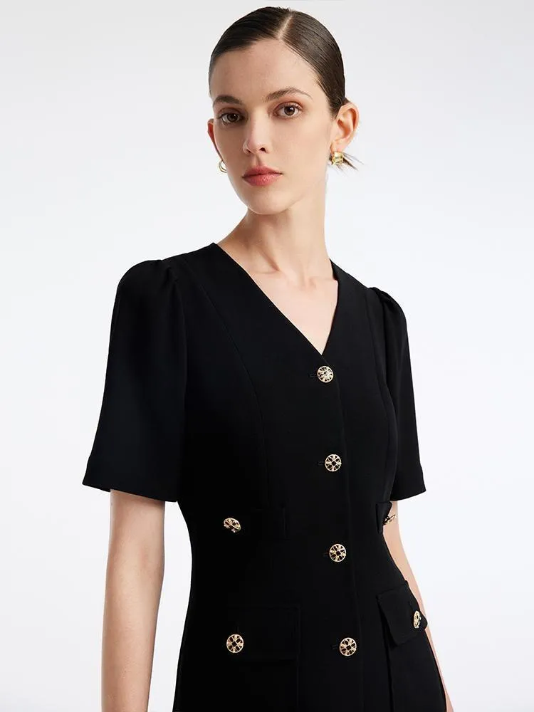 Black Triacetate Button Front Mini Dress sold by Goelia product image thumbnail 5