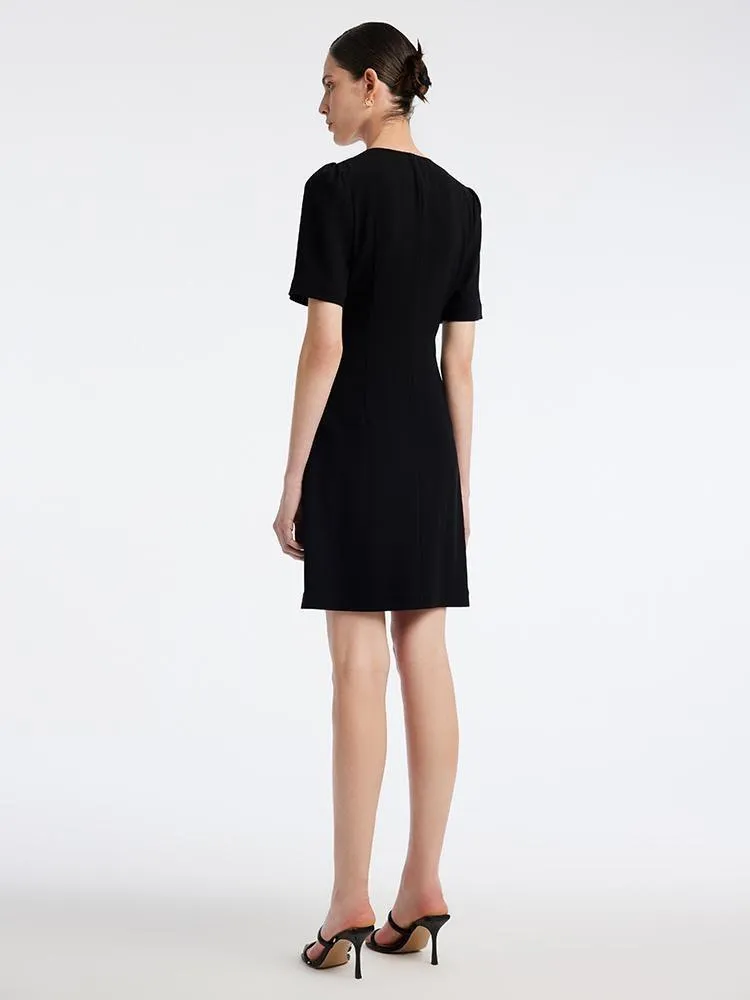 Black Triacetate Button Front Mini Dress sold by Goelia product image thumbnail 2