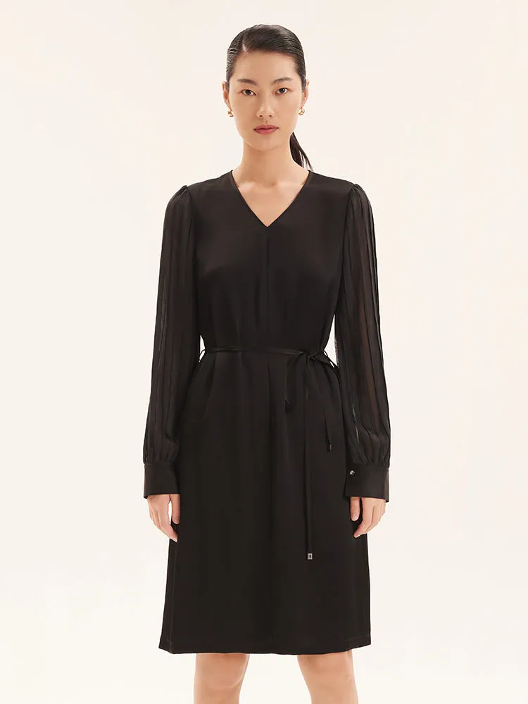 Triacetate V-Neck Long Sleeve Midi Dress sold by Goelia product image thumbnail 2