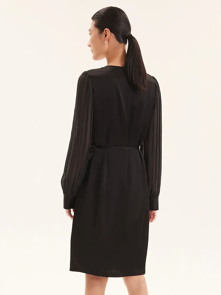 Triacetate V-Neck Long Sleeve Midi Dress sold by Goelia product image thumbnail 3