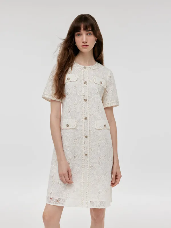 Lace Sequins Women Mini Dress sold by Goelia