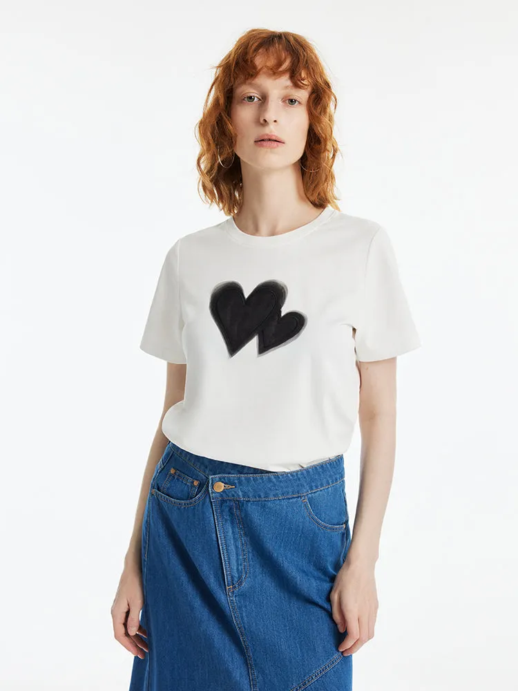 Heart Print Women T-Shirt sold by Goelia