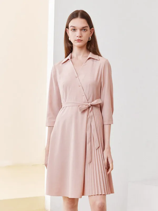 V-neck Double Layer Wrap Mini Dress made by Goelia