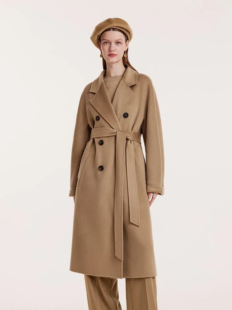 Pure Cashmere Double-Breasted Women Coat With Beret sold by Goelia product image thumbnail 3