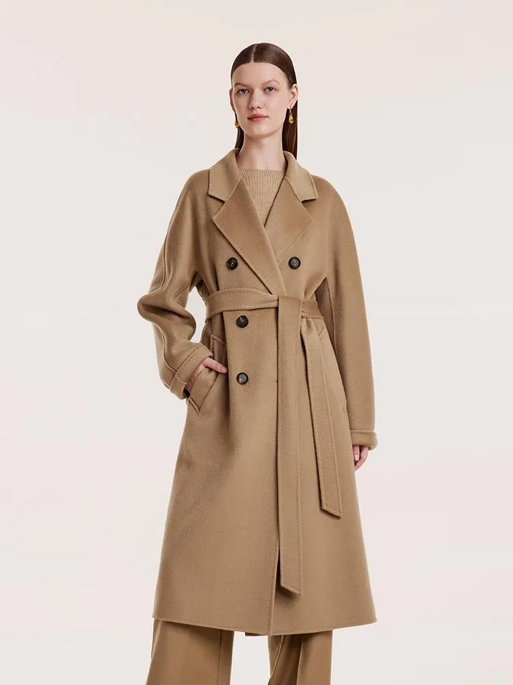 Pure Cashmere Double-Breasted Women Coat With Beret sold by Goelia
