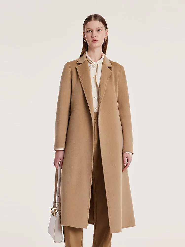 Camel Wool Double-Faced Notched Lapel Women Coat sold by Goelia