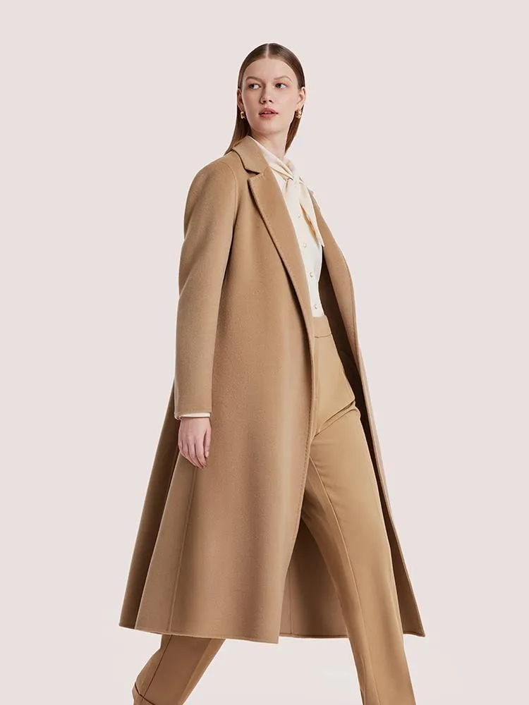 Camel Wool Double-Faced Notched Lapel Women Coat sold by Goelia product image thumbnail 3