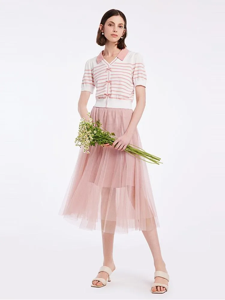 Knitted Women Cardigan And Tulle Skirt Two-Piece Set sold by Goelia product image thumbnail 2