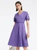 Cotton Short Sleeve V-neck Mini Dress With Belt sold by Goelia