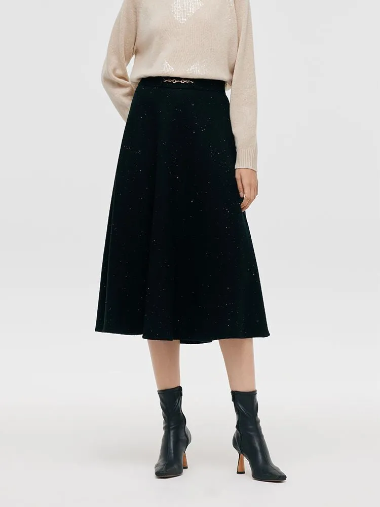 Wool Knitted Sequins Women Half Skirt sold by Goelia
