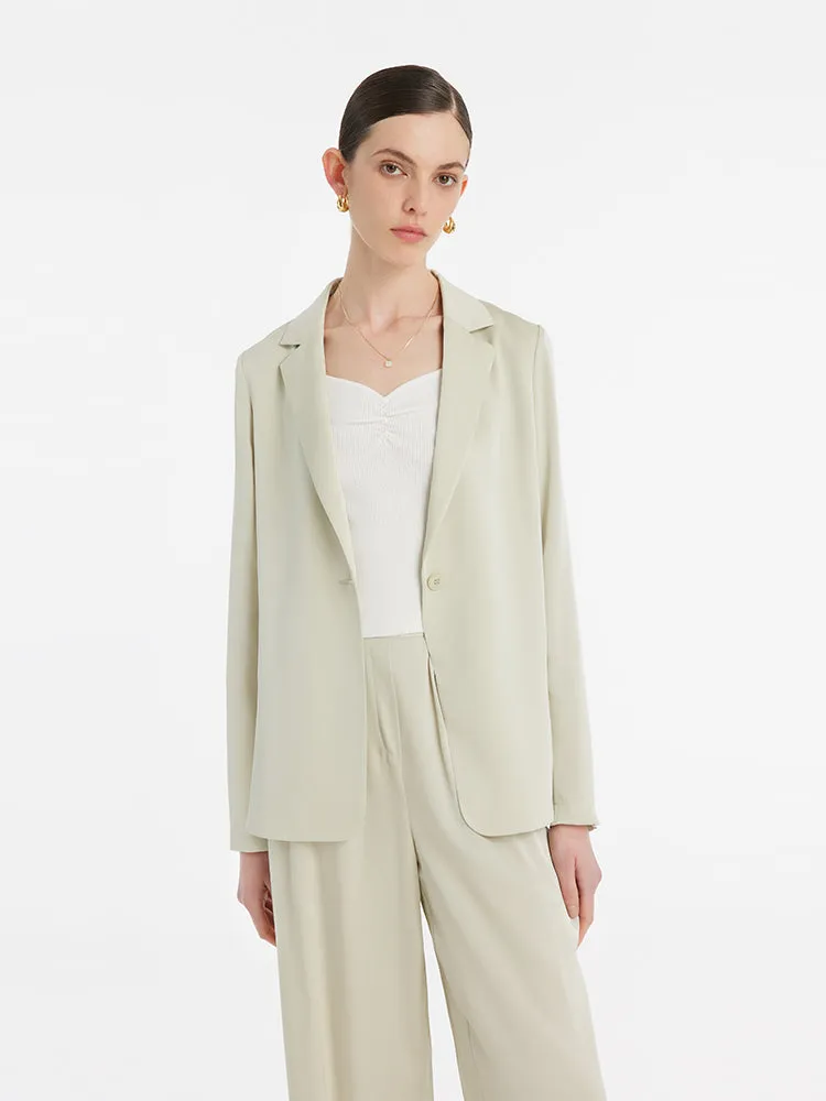 22 Momme Mulberry Silk One-Button Women Blazer With Belt sold by Goelia