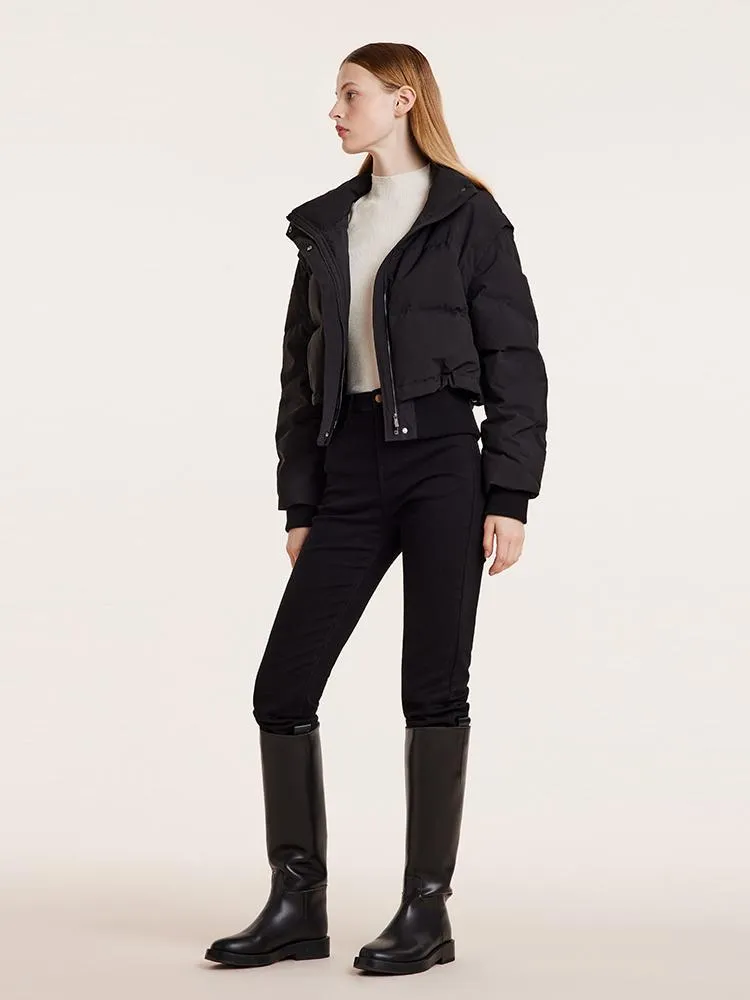 Detachable Sleeves Stand Collar Cropped Goose Down Garment sold by Goelia product image thumbnail 2