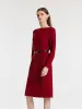 Slash Neck Knitted Women Midi Dress With Belt sold by Goelia