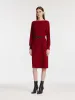Slash Neck Knitted Women Midi Dress With Belt sold by Goelia