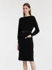 Slash Neck Knitted Women Midi Dress With Belt sold by Goelia