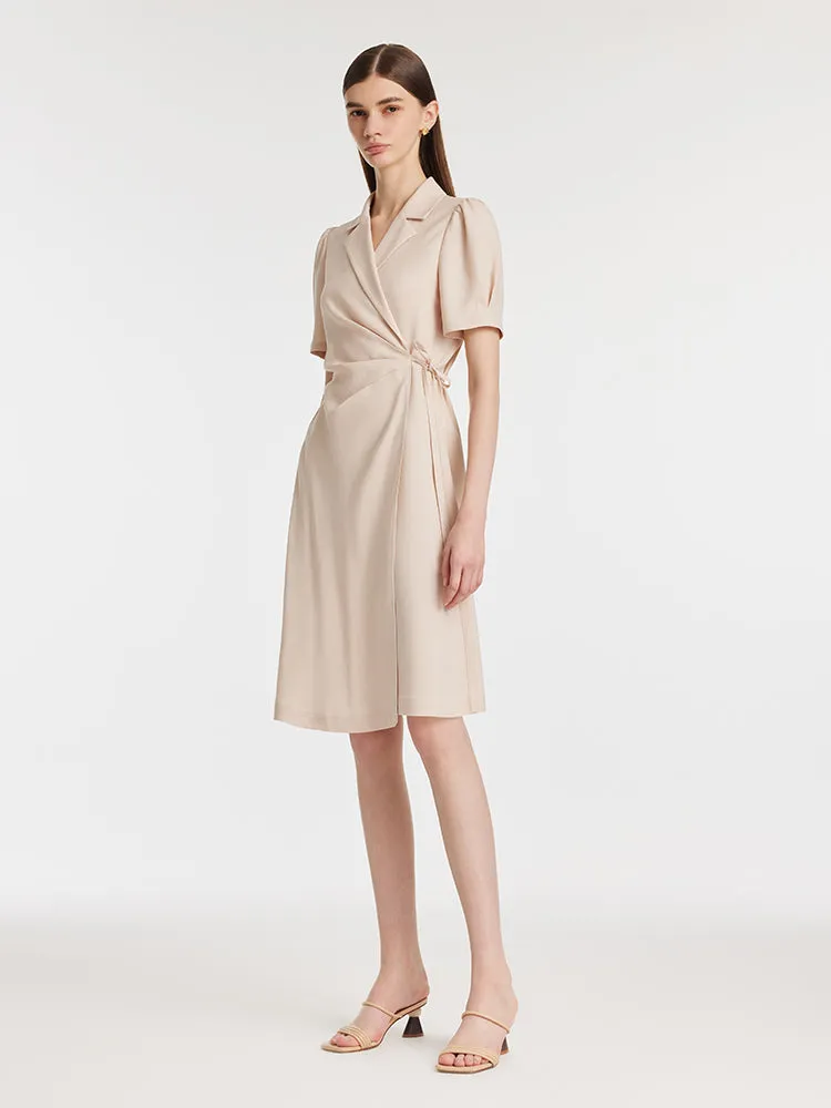 Acetate Ruched Wrapped Lapel Women Midi Dress sold by Goelia product image thumbnail 2