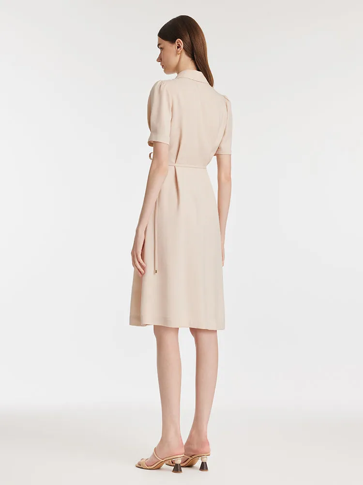 Acetate Ruched Wrapped Lapel Women Midi Dress sold by Goelia product image thumbnail 3