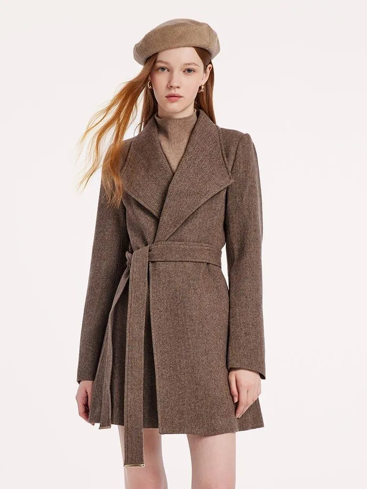 Washable Wool Lapel Women Coat With Belt sold by Goelia product image thumbnail 3