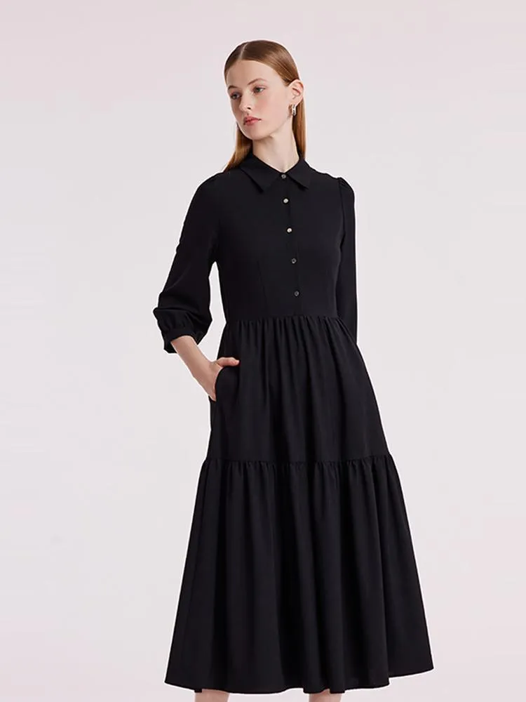 Machine Washable Silk And Woolen Collared Dress sold by Goelia product image thumbnail 3