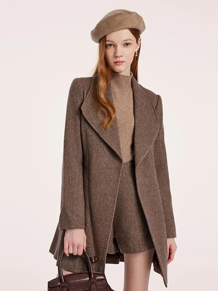 Washable Wool Lapel Women Coat With Belt sold by Goelia product image thumbnail 4