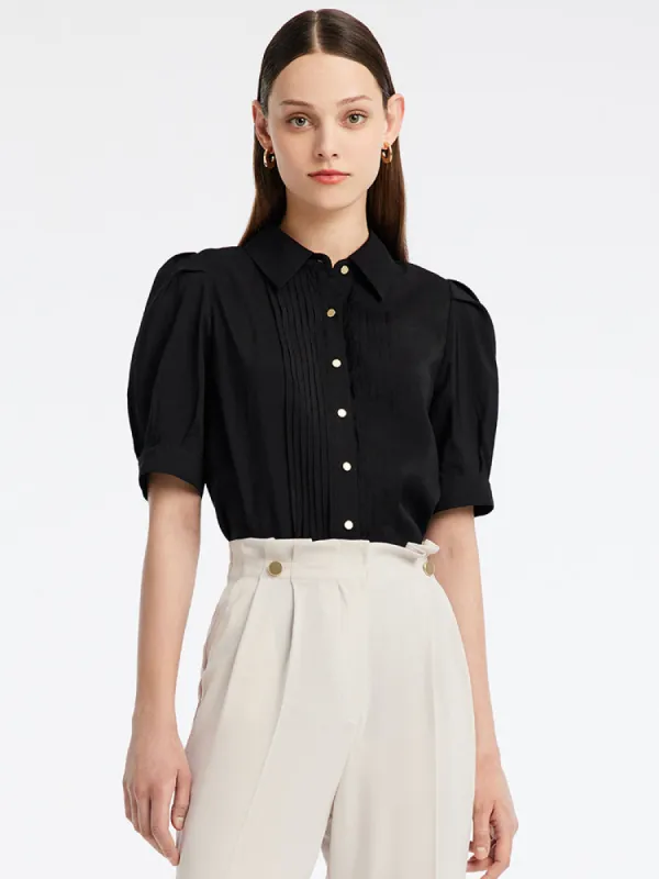 Black Lapel Collar Shirt sold by Goelia