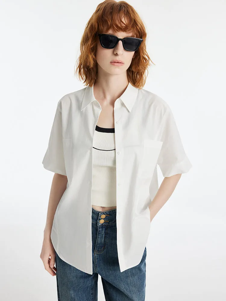 Casual Lapel Short Sleeves Women Shirt sold by Goelia