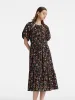 16 Momme Mulberry Silk Cut-Out Rose Print Women Midi Dress sold by Goelia