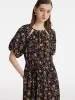 16 Momme Mulberry Silk Cut-Out Rose Print Women Midi Dress sold by Goelia