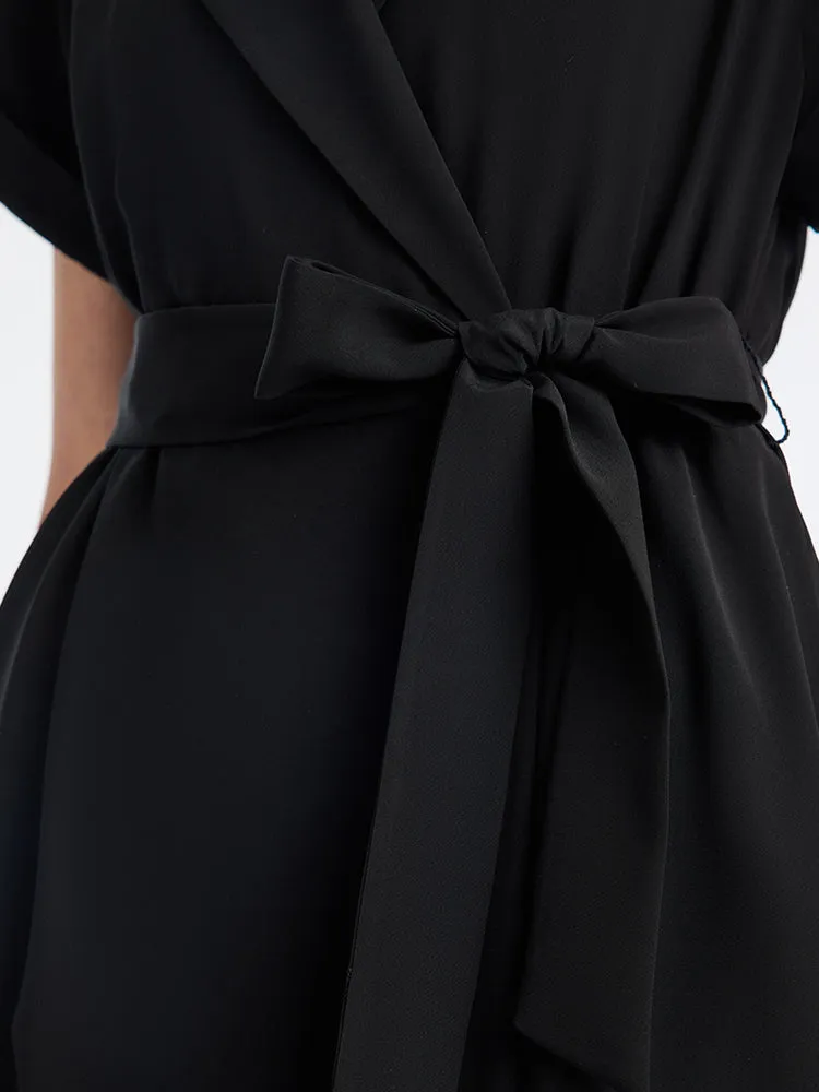 Triacetate Black Notched Lapel Trench Coat sold by Goelia product image thumbnail 5