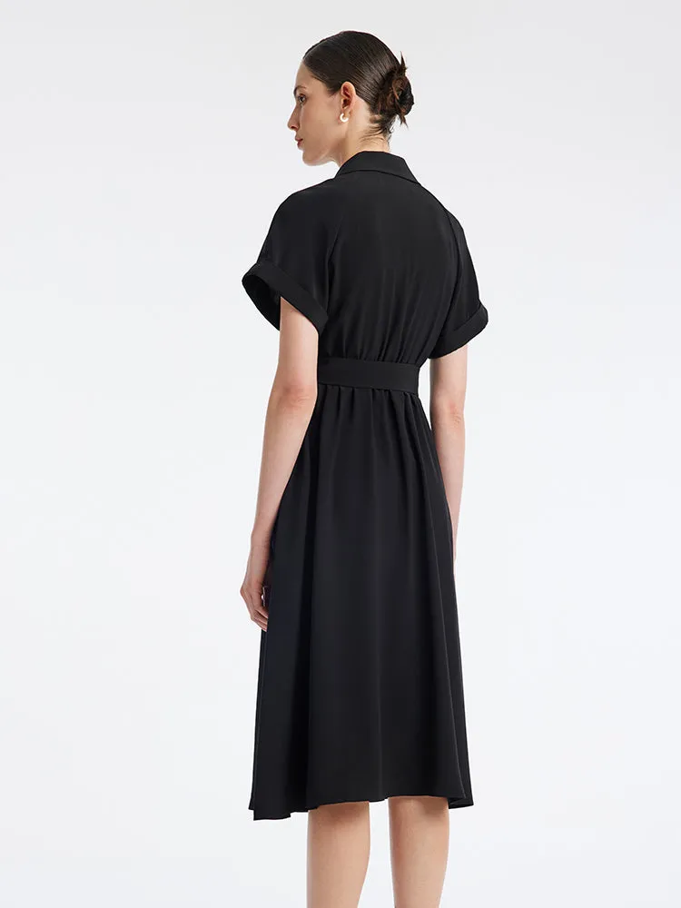 Triacetate Black Notched Lapel Trench Coat sold by Goelia product image thumbnail 4