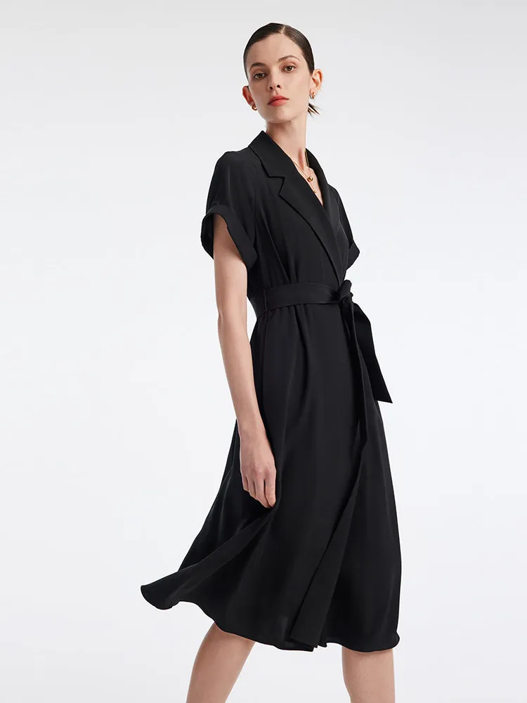 Triacetate Black Notched Lapel Trench Coat sold by Goelia product image thumbnail 3