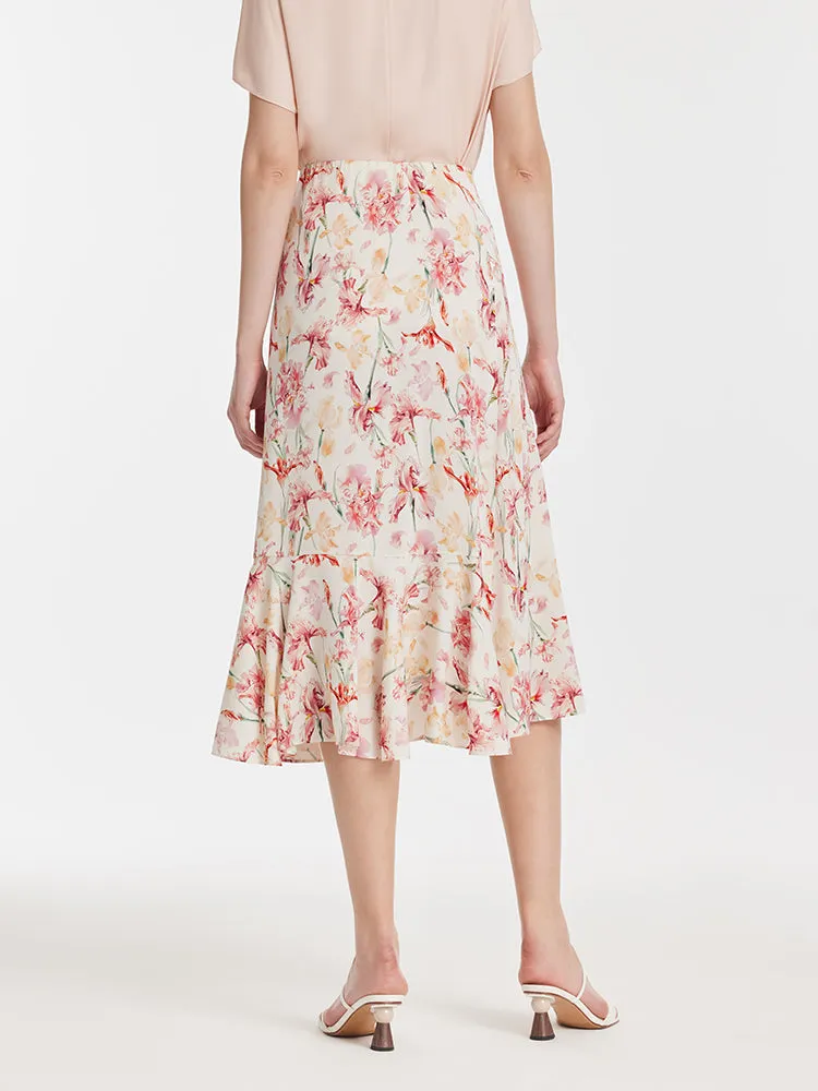 19 Momme Mulberry Silk Iris Print Women Half Skirt sold by Goelia product image thumbnail 5