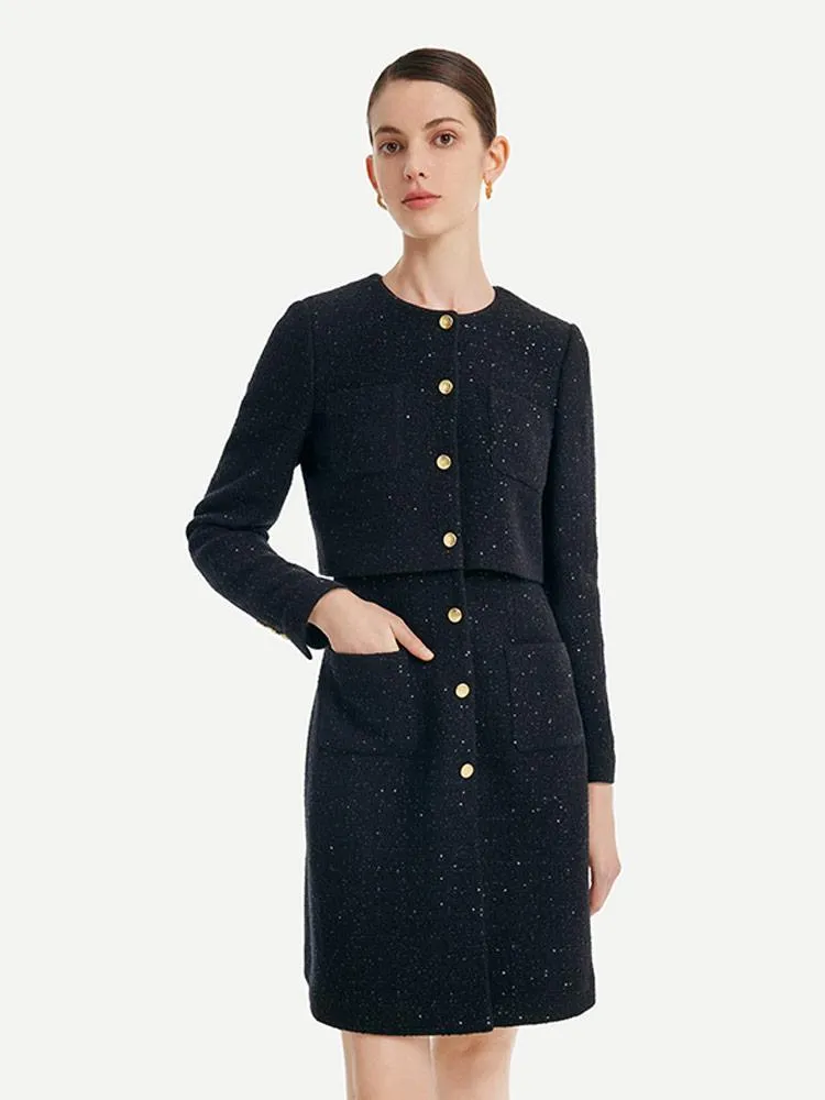 Tweed Fake Two-piece Tailored Wool Dress sold by Goelia product image thumbnail 3