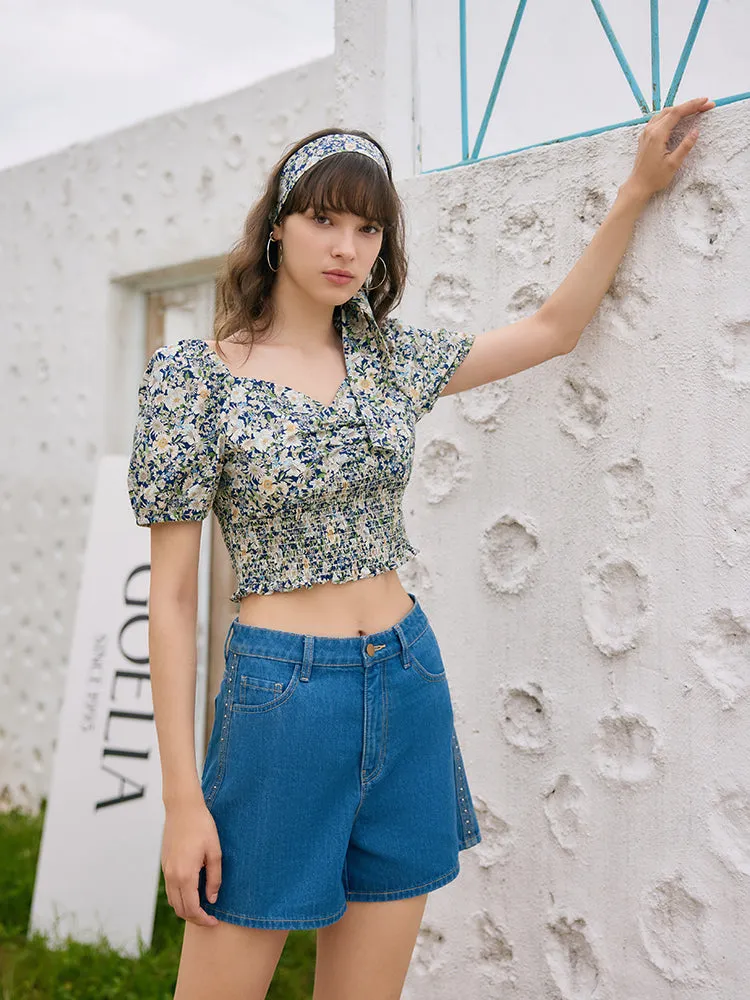 Floral Print Square Neck Puff Sleeves Women Blouse sold by Goelia product image thumbnail 4