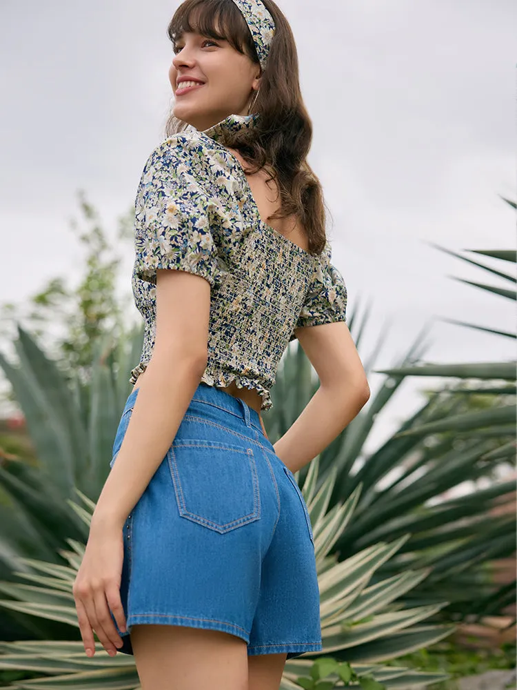 Floral Print Square Neck Puff Sleeves Women Blouse sold by Goelia product image thumbnail 5