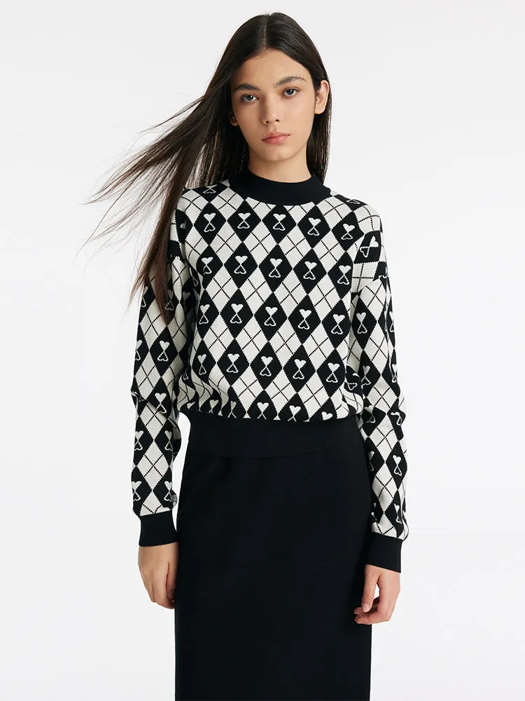 Knitted Jacquard Sweater And Half Skirt Two-Piece Set sold by Goelia product image thumbnail 3