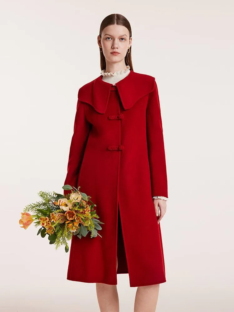 Tencel Wool Cheongsam Button Double-Faced Women Coat sold by Goelia