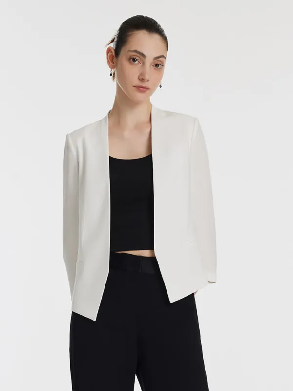 Triacetate 3/4 Sleeves Women Crop Blazer sold by Goelia