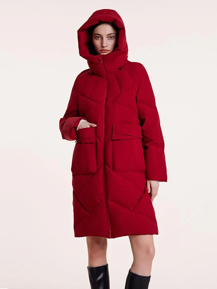 Mid-Length Hooded Stand Collar Goose Down Garment sold by Goelia product image thumbnail 4